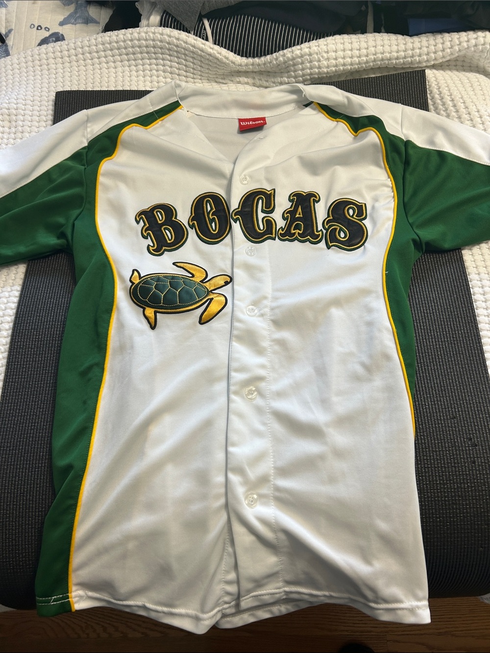 Wilson Bocas Baseball Jersey White Green Yellow